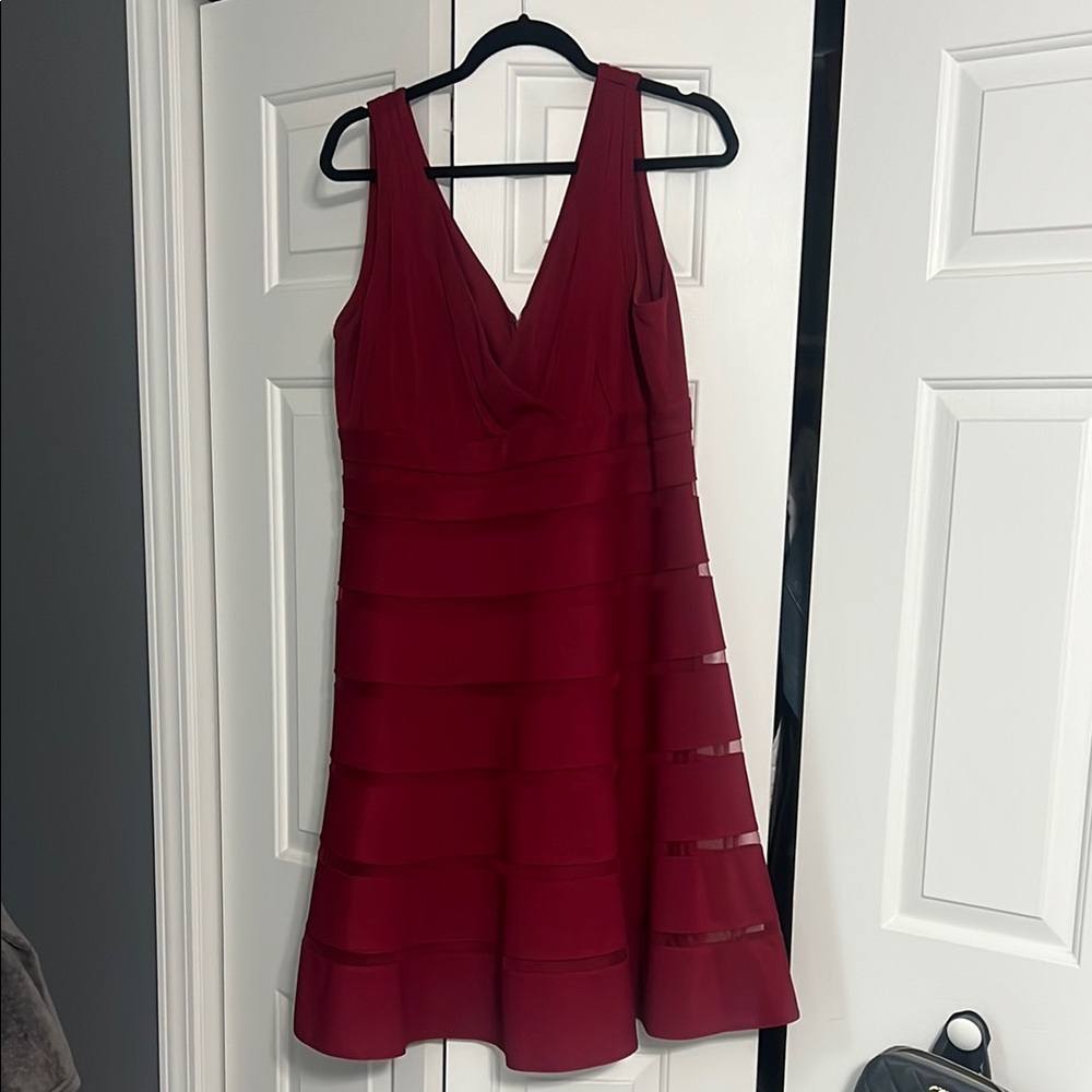 White House Black Market Red Fit and Flare Midi Dress